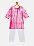 Vastramay SISHU Girls Pink & White Pure Cotton Tie-Dye Kurta Leggings & Dupatta Set